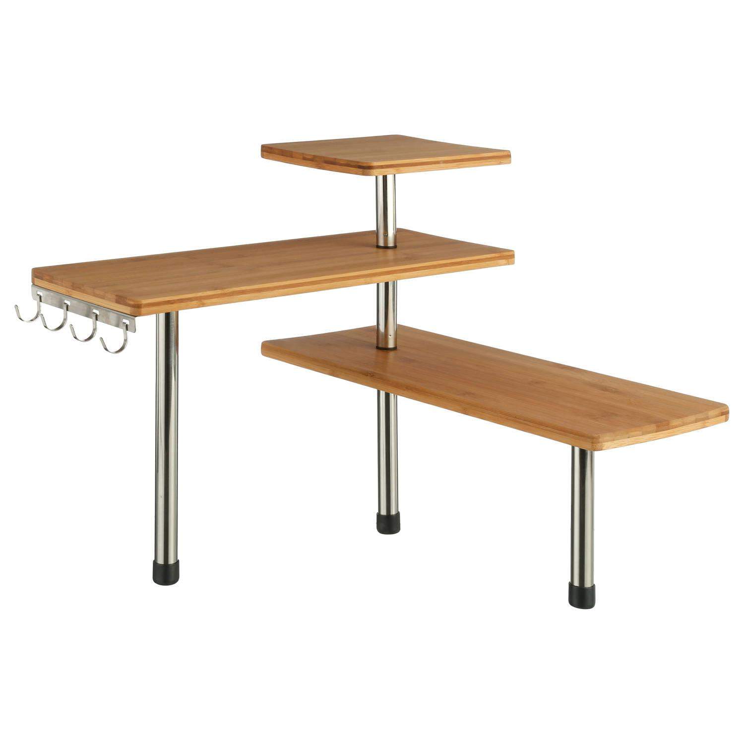 Hjørnehylde i bambus med 4 kroge