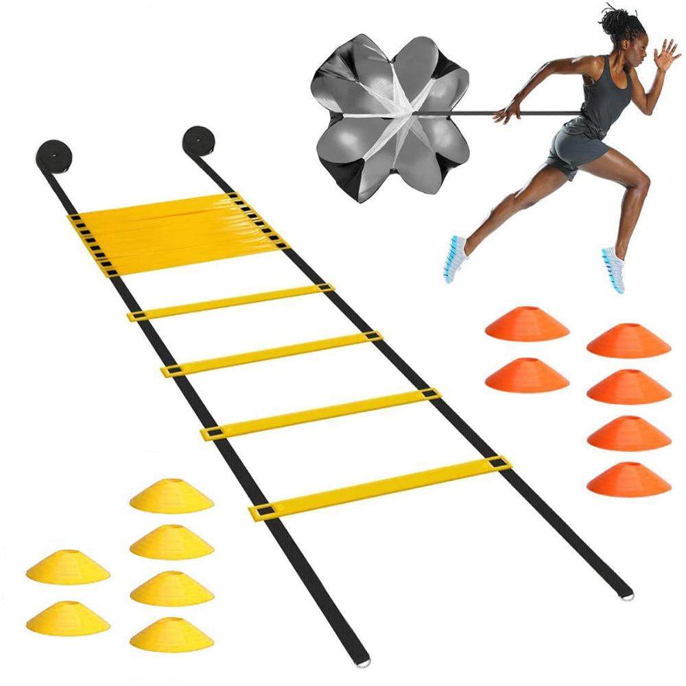 Sæt med træningsstige og kegler