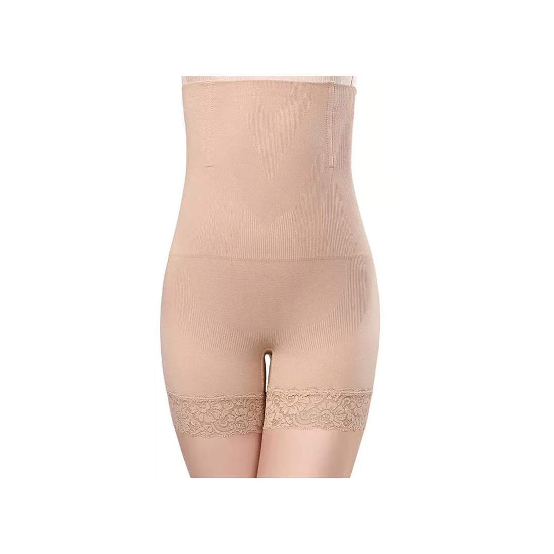 Shapewear Shorts, Høj Talje, Blonder - Beige