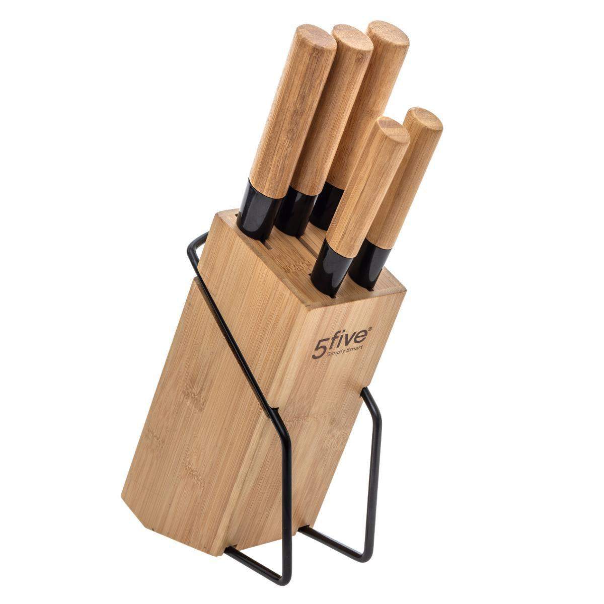 5five sæt knive med træstativ 5five (32,5 x 22,5 x 7,5 cm)