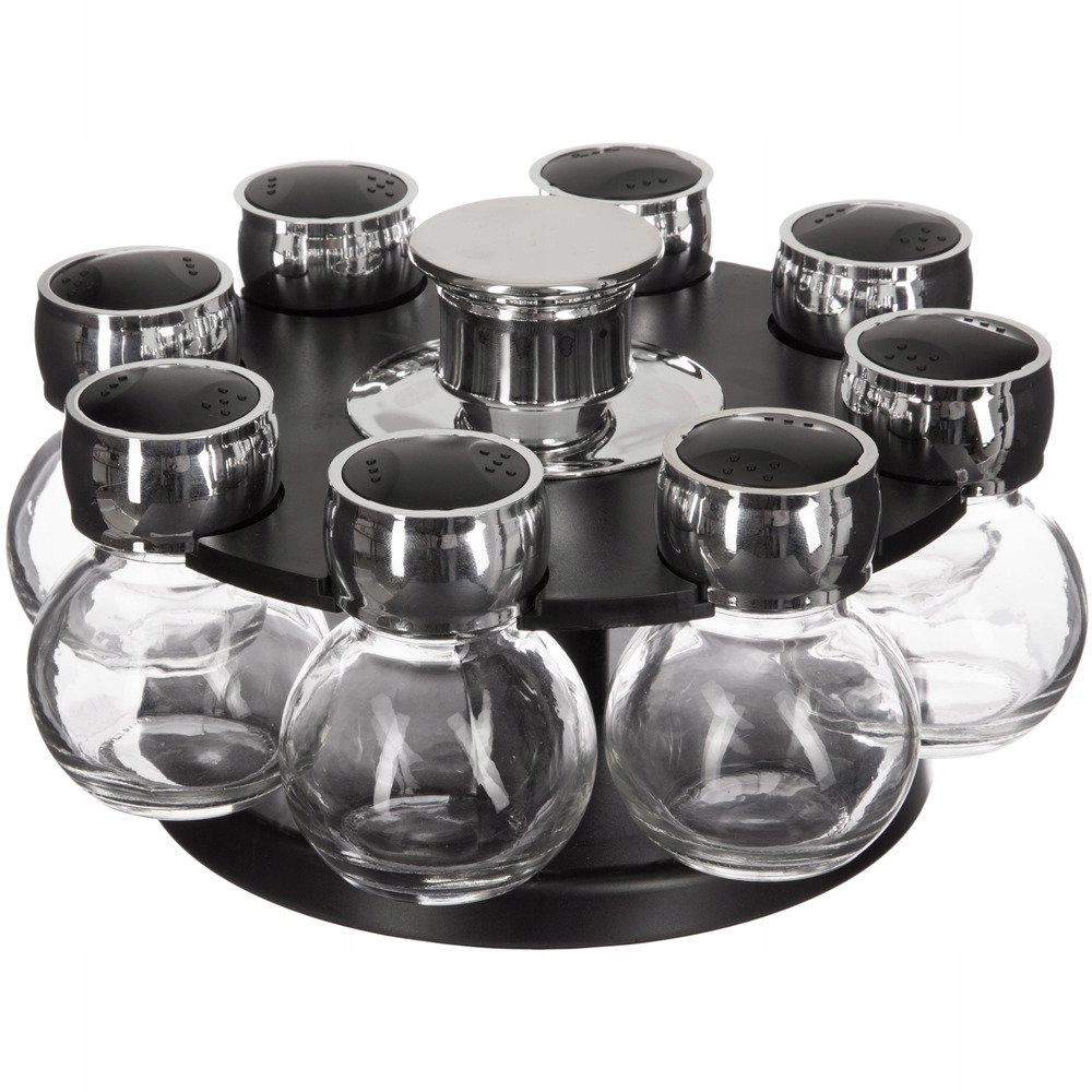 8x krydderiglas med roterende krydderiholder