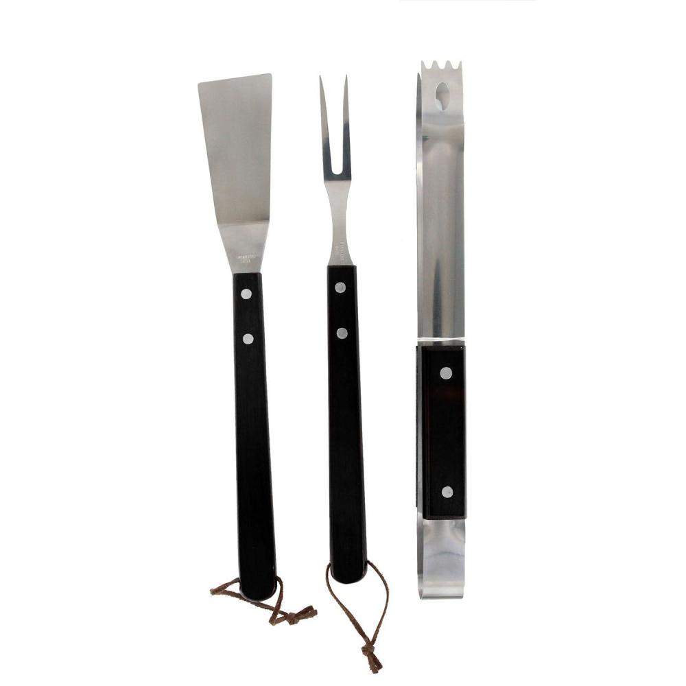 3x Grillværktøj med træhåndtag