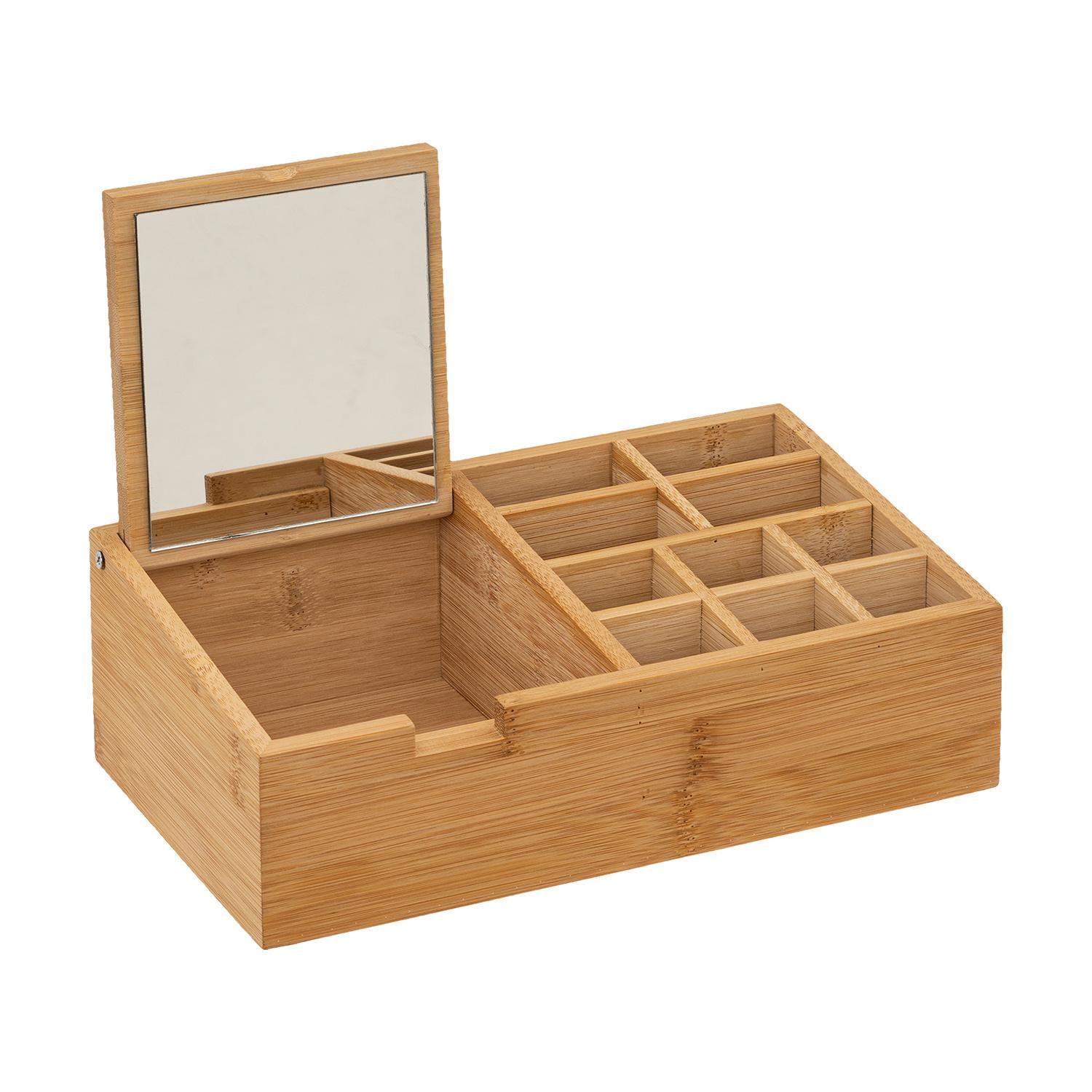 Makeupopbevaring i bambus (2 varianter) Natur Rektangulær Træ 24,5cm x 8cm x 14cm - Natur - 24,5cm x 8cm x 14cm - Adeline