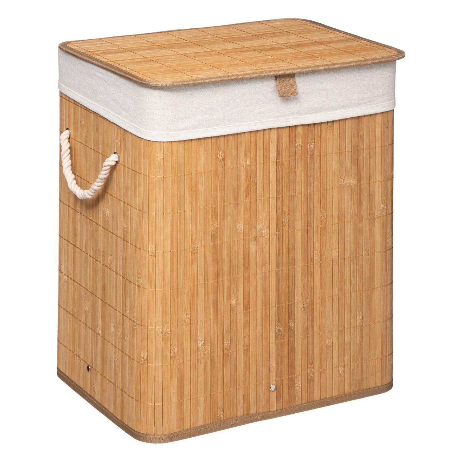Vasketøjskurv i bambus (2 varianter) Natur Rektangulær Træ 41,5cm x 30cm x 50cm - Natur - 41,5cm x 30cm x 50cm - Adeline