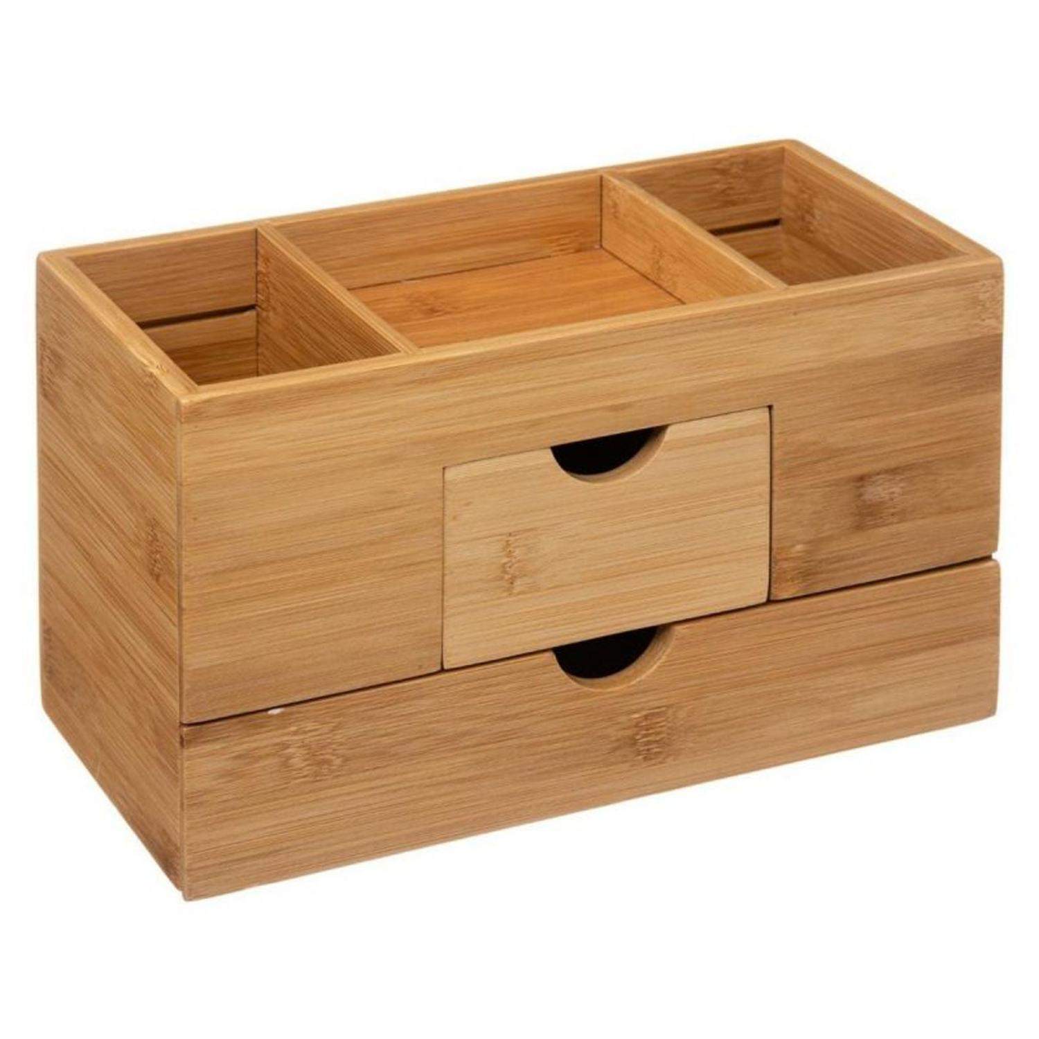 Bambuskasse med skuffe og rum - Natur - 24cm x 12cm x 14,5cm - Adeline