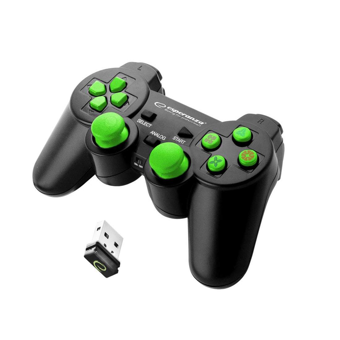 Esperanza - Handkontroll, Trådlös - Gladiator - Svart / Grön | Elektronik - Speltillbehör - Windows - Handkontroller | Pryloteket