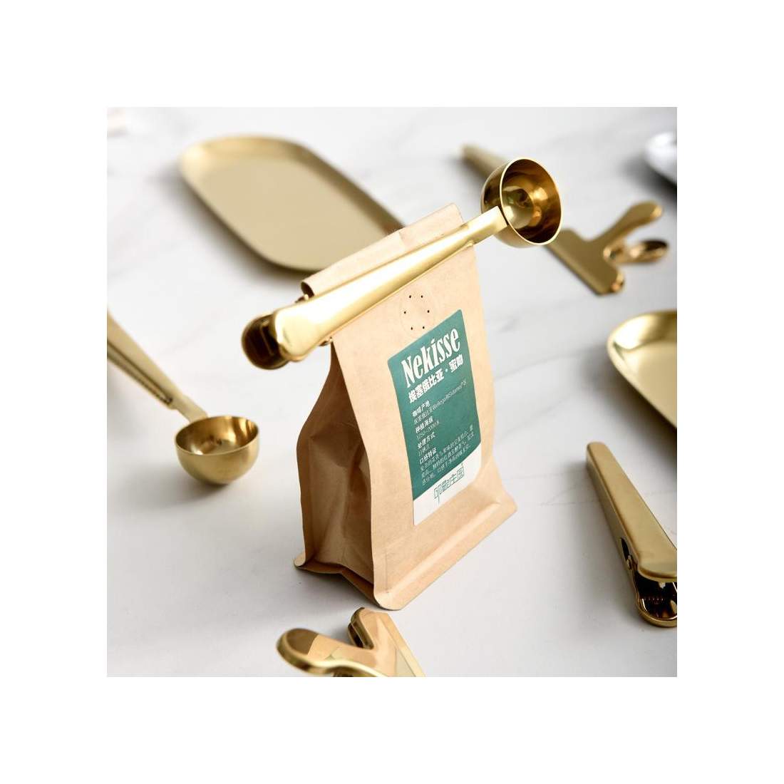 Kaffemått med Förslutningsklämma - Guld | Hem & Hobby - Hem & Hushåll - Kök - Köksredskap - Köksmått | Pryloteket