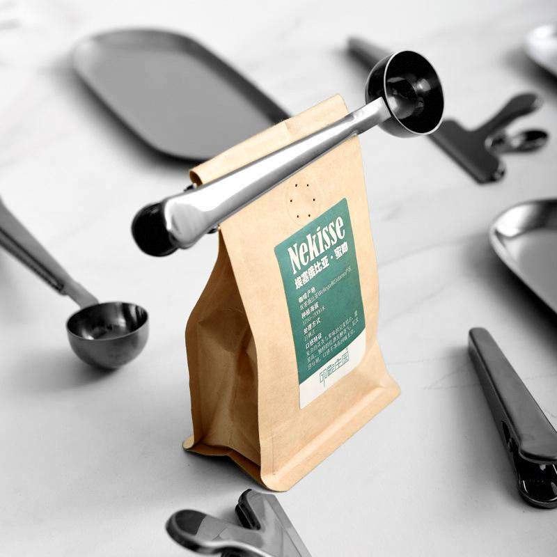 Kaffemål med forseglingsclips - Sort