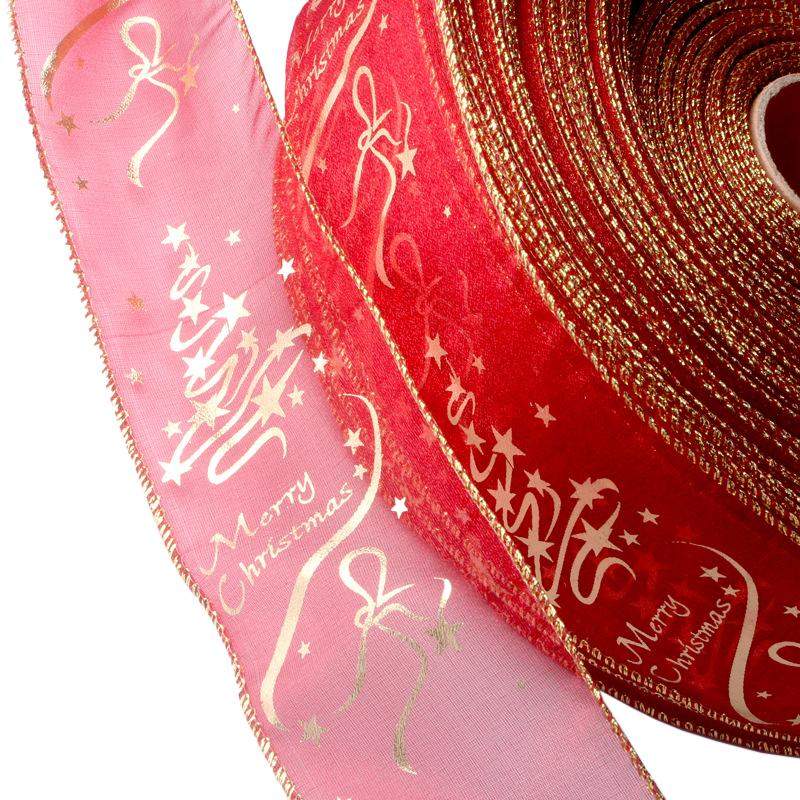 Rött Band med Julmotiv