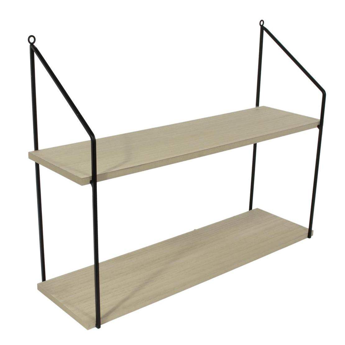 Væghylde i træ og metal - 2 hylder