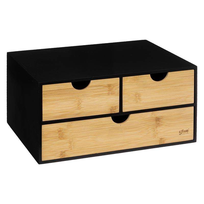 Kasse med skuffer i bambus (2 varianter) Sort Rektangulær Træ 31,2cm x 25,2cm x 15,9cm - Sort - 31,2cm x 25,2cm x 15,9cm - Blake