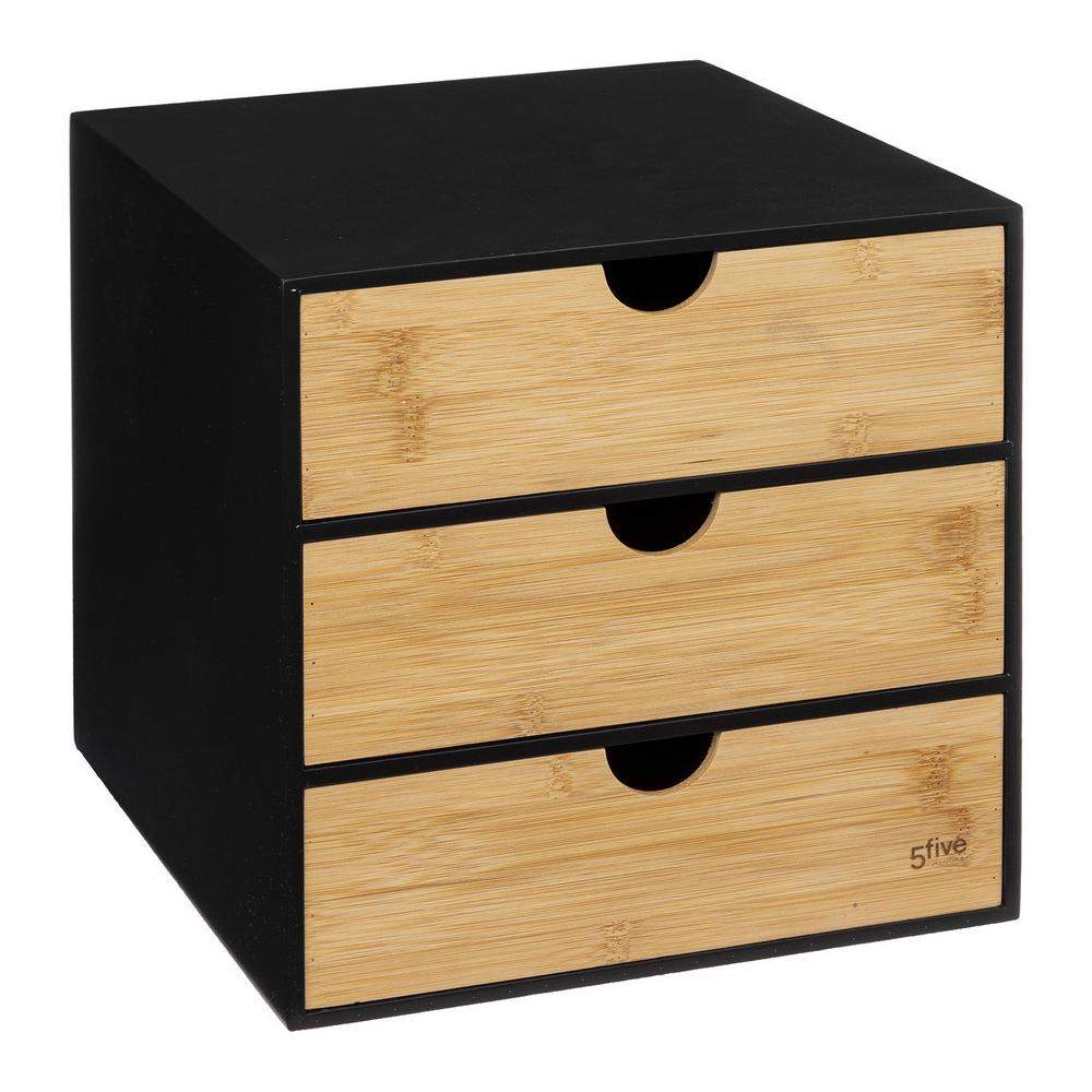 Kasse med skuffer i bambus (2 varianter) - Sort - 25,2cm x 31,2cm 25,2cm - Blake