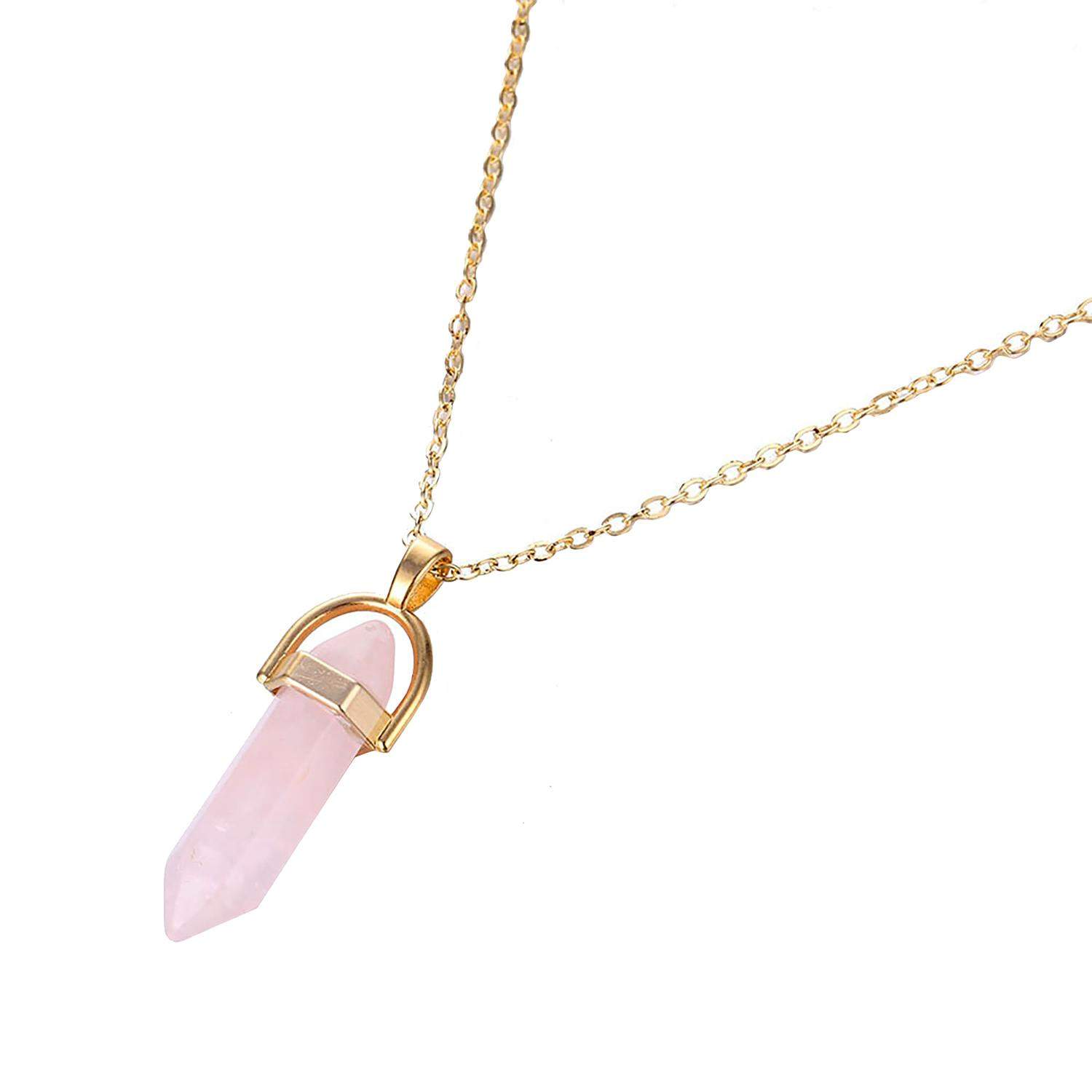 Halskæde med krystal - Pink