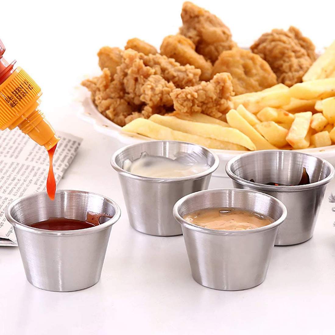 4x Small Sauce Bowls in Stainless Steel eStore