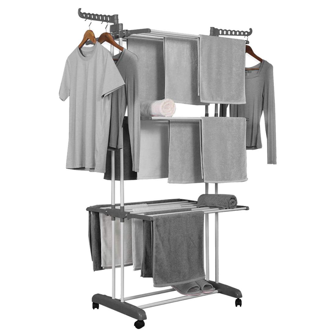 Drying rack with wheels and foldable shelves eStore