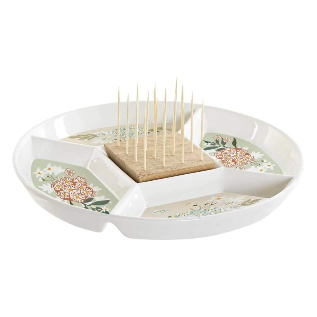 Snack Plate with 5 Sections and Toothpicks Round eStore