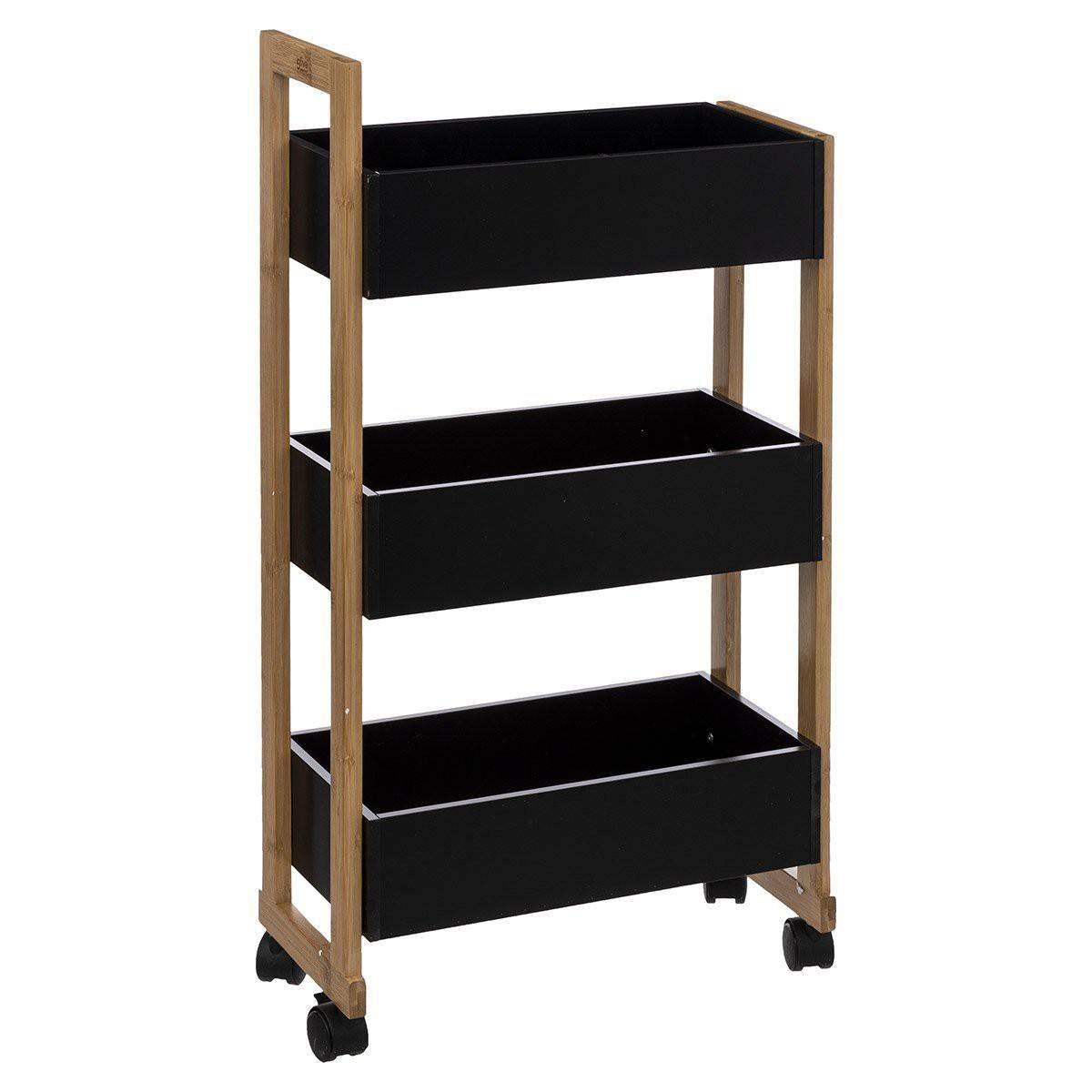 Rullvagn, Tre Förvaringslådor - Trä / Svart | Hem & Hobby - Hem & Hushåll - Förvaring & Organisering | Pryloteket