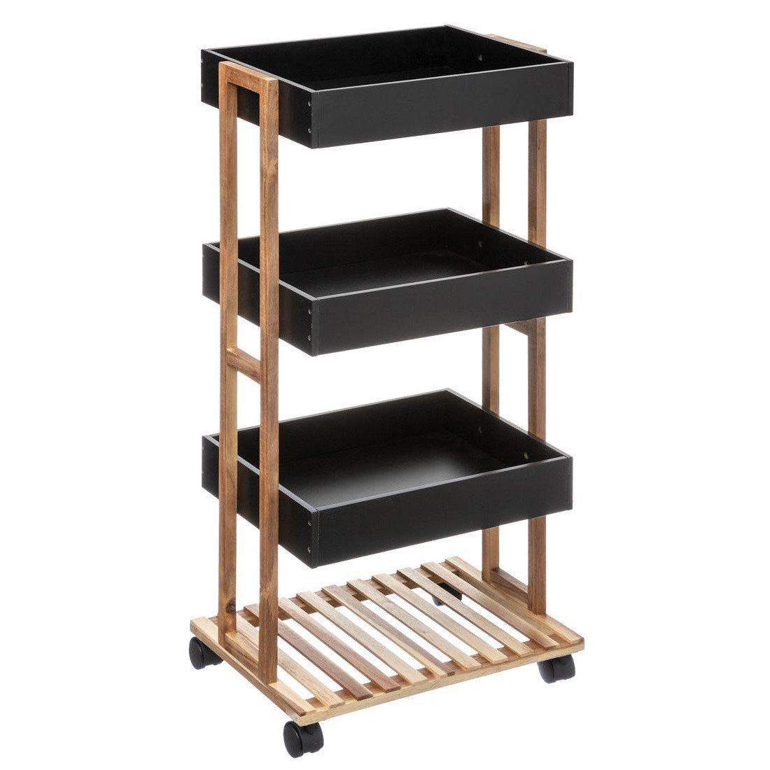 Vogn med opbevaringskasser - Træ / Sort
