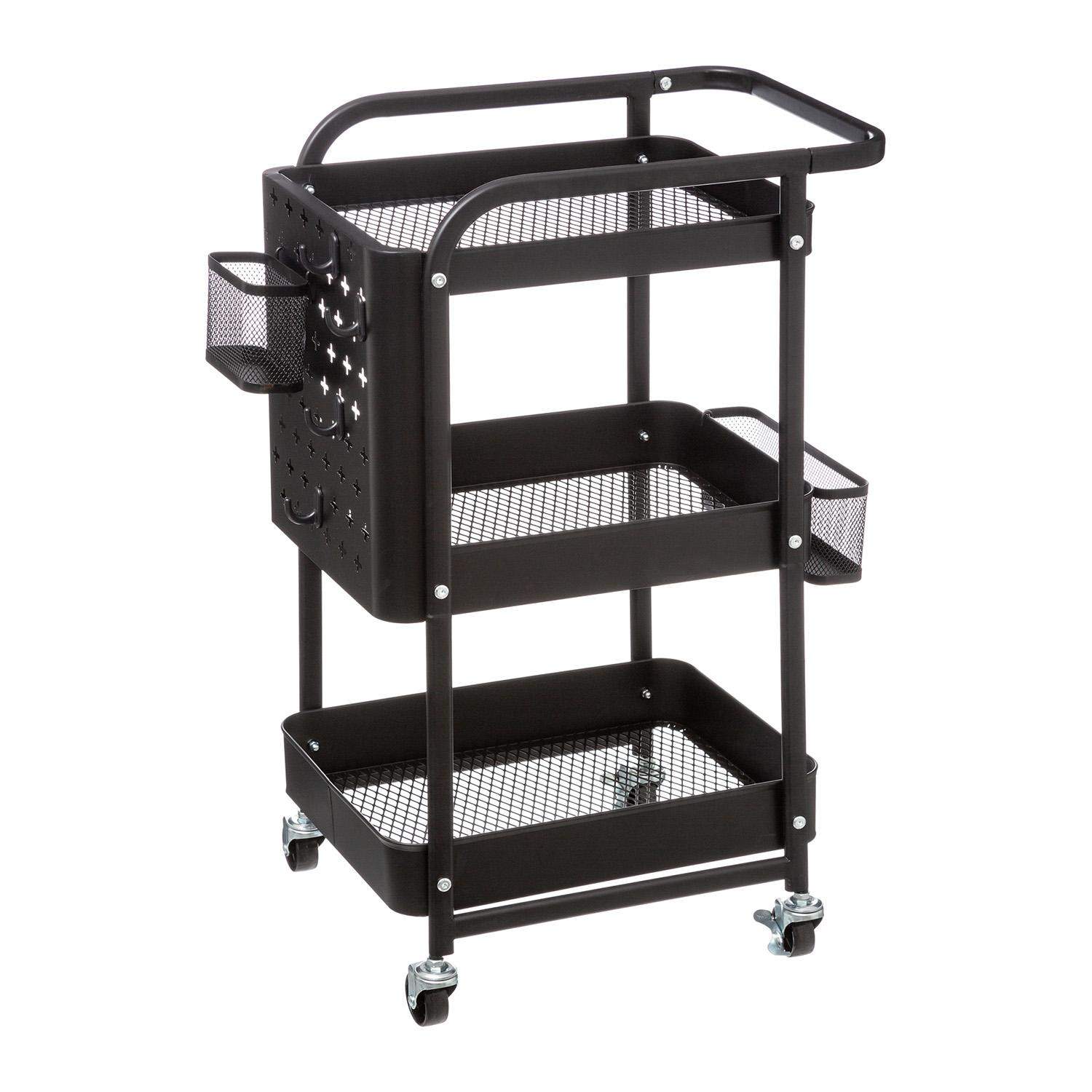 Vogn, metal - 3 niveauer - Sort