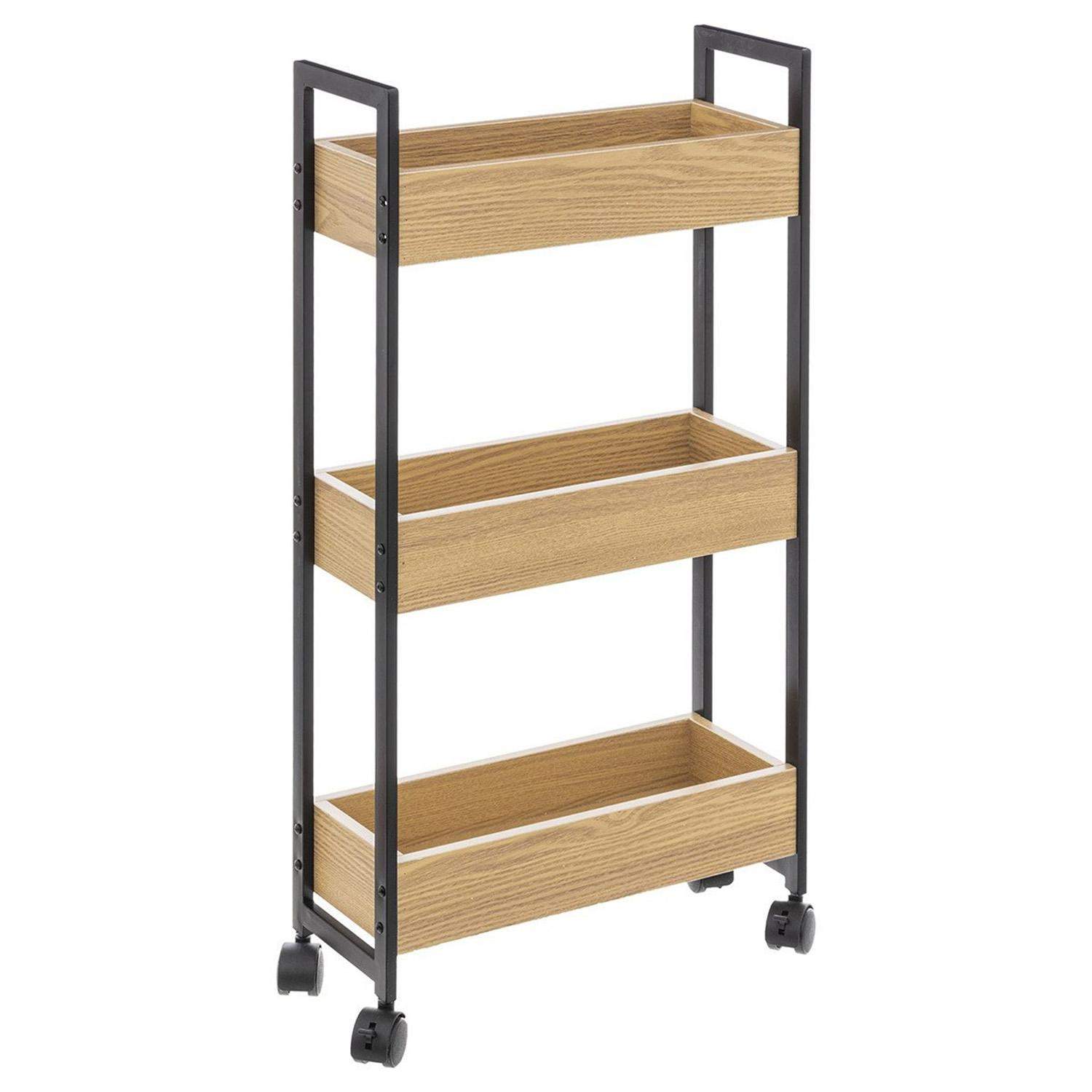 Opbevaringsvogn, 3 niveauer - træ / metal