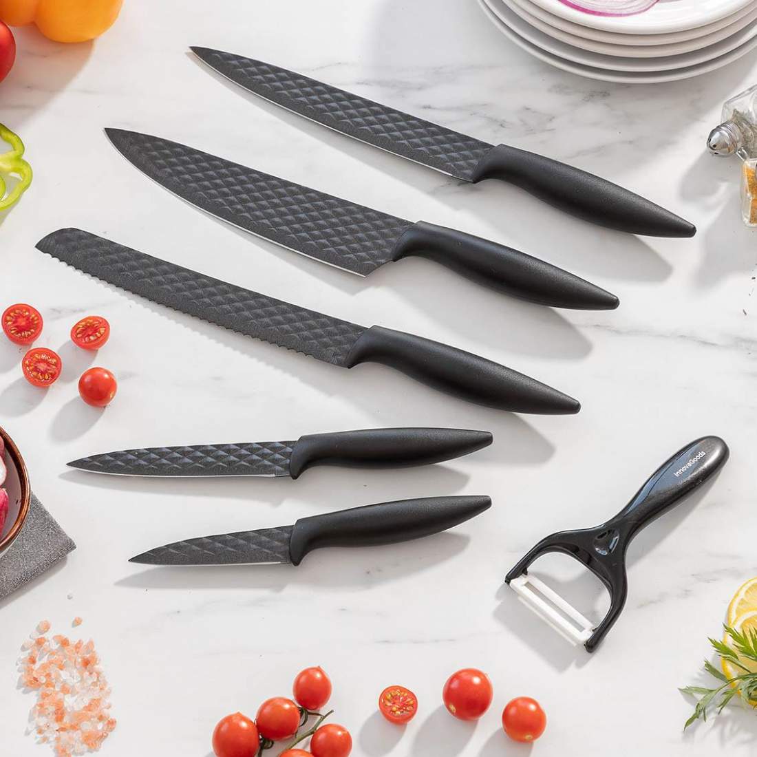 Knivset, 6 Delar - Rostfritt Stål | Hem & Hobby - Hem & Hushåll - Kök - Köksredskap - Knivar & Knivtillbehör - Knivset | Pryloteket