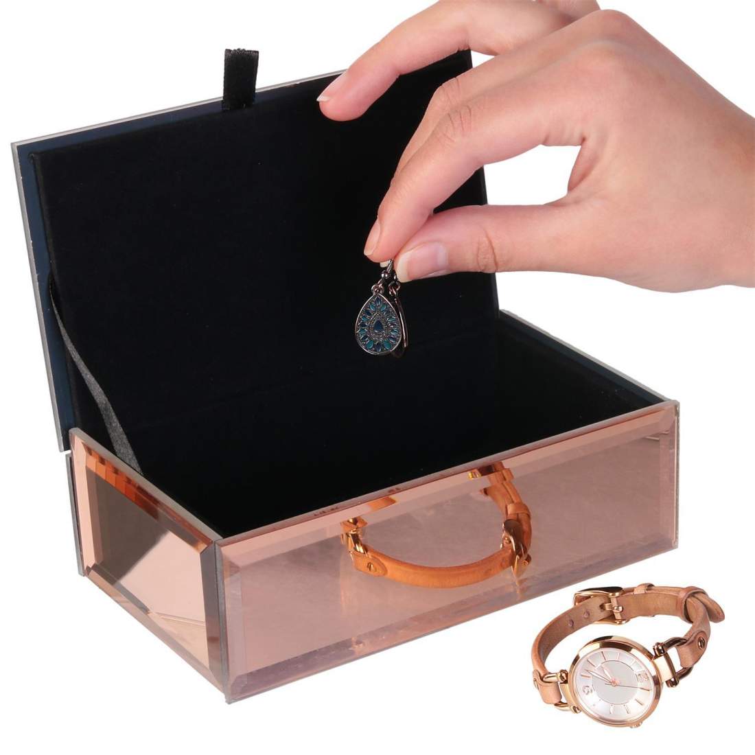 Smyckeskrin i Glas - Koppar | Mode & Accessoarer - Smycken, Smyckesset & Tillbehör - Smyckeskrin | Pryloteket