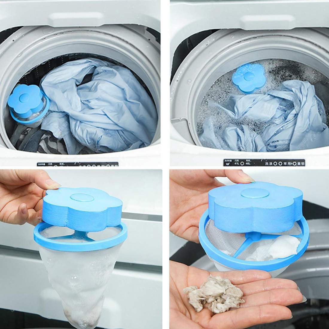 4x Hair Catchers for Washing Machine Blue eStore