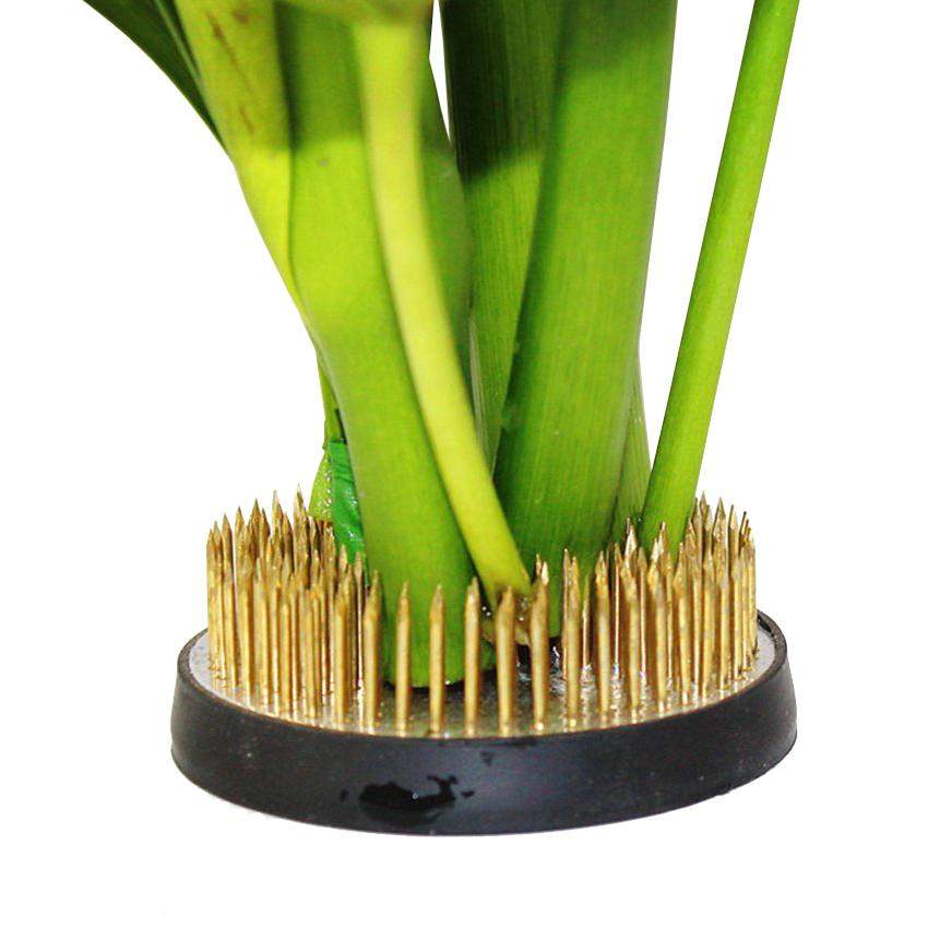 Rund blomsterholder med gummibund - blomsterdekoration - sort