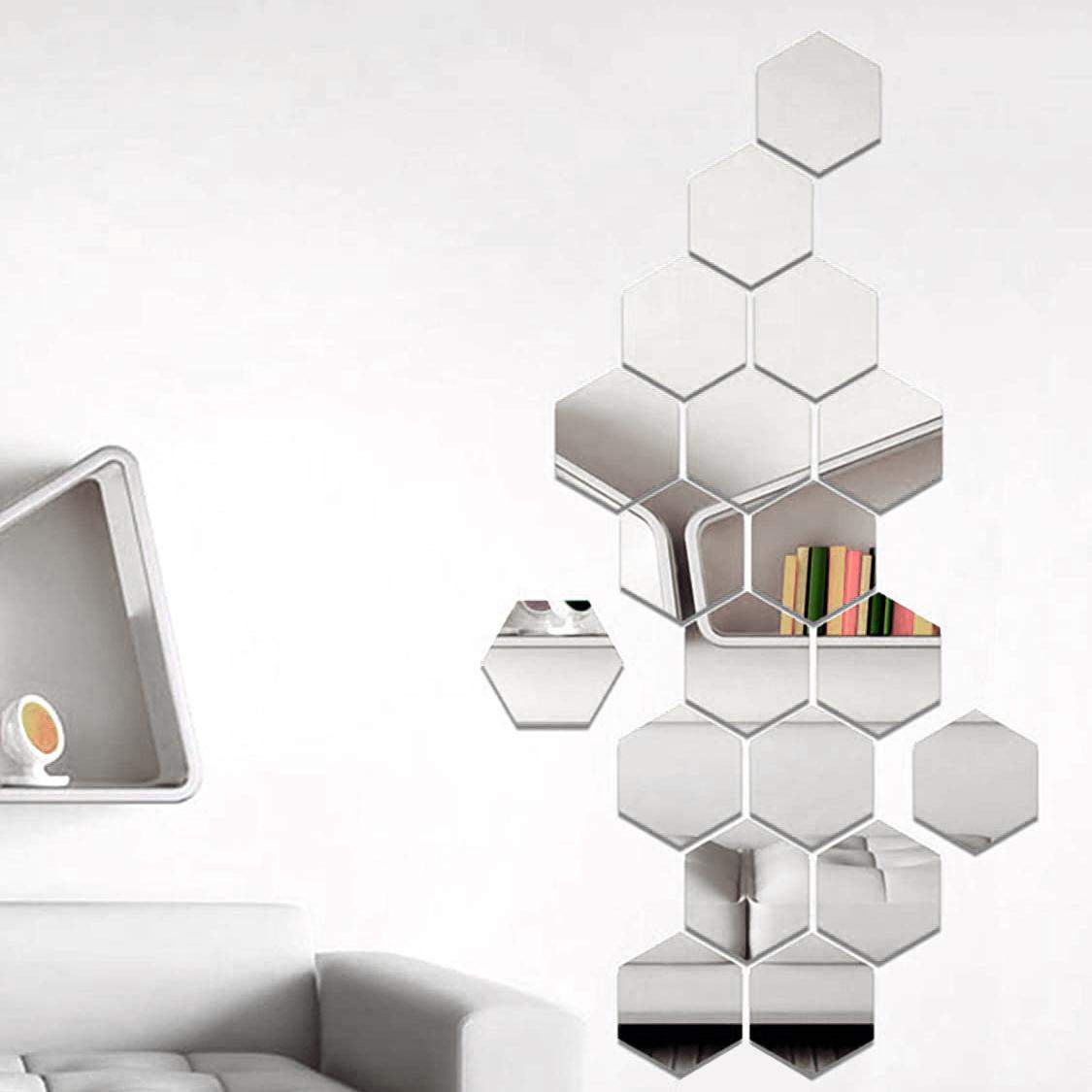 24x Itsekiinnittyvät Peilit Akryylistä - Hopea