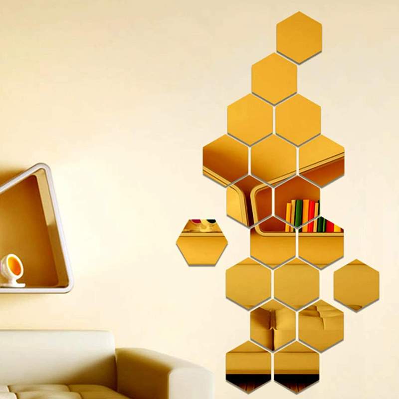 24x Selfadhesive Mirrors in Acrylic Gold eStore