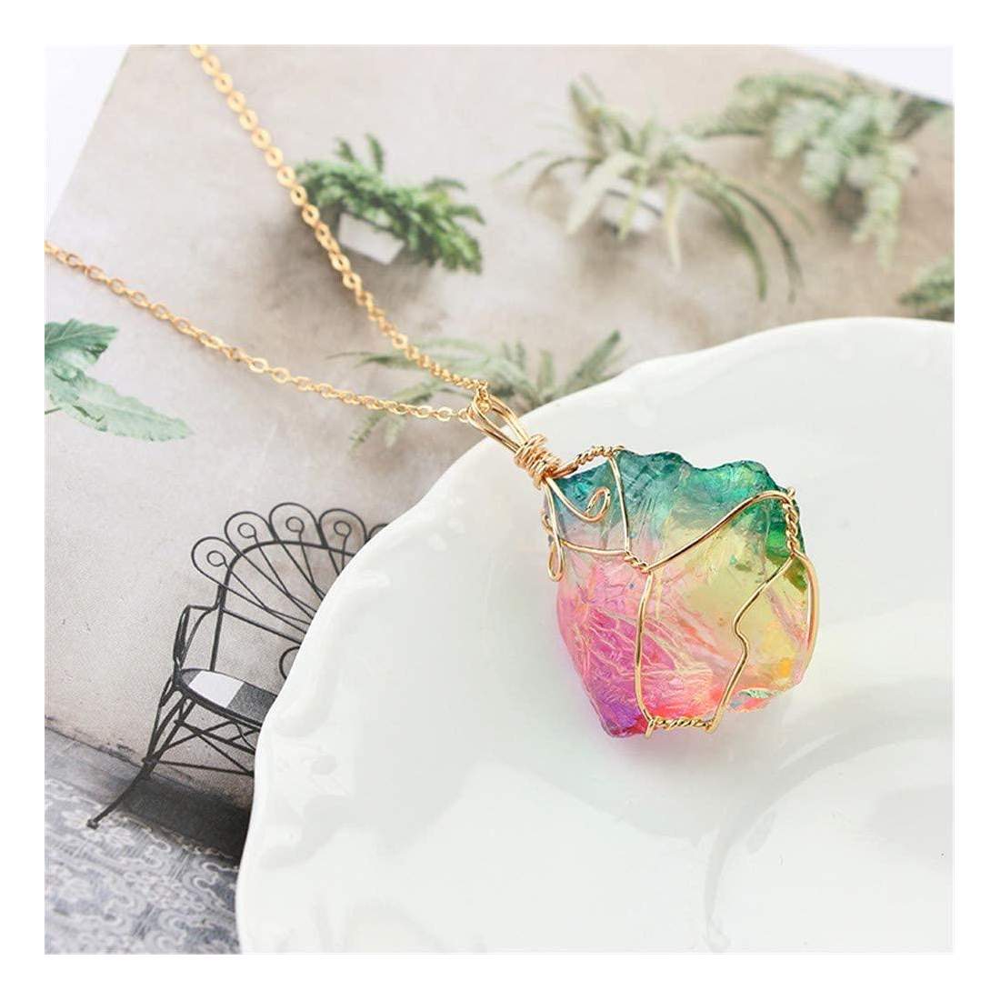 Kristallhalsband - Regnbåge med handgjorda Gulddetaljer | Mode & Accessoarer - Smycken, Smyckesset & Tillbehör - Halsband | Pryloteket