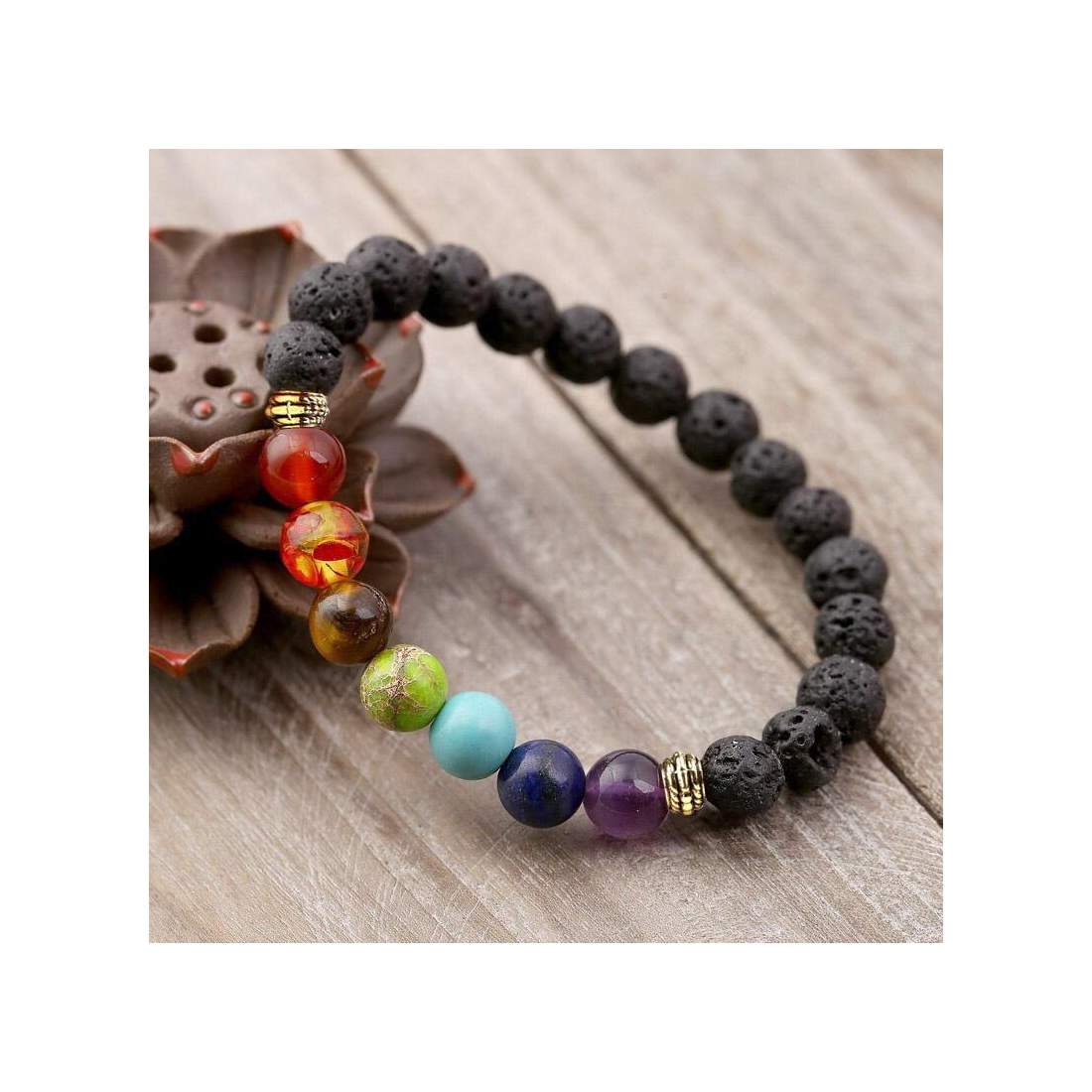 7 Chakra Lava Stone Diffuser Bracelet | Mode & Accessoarer - Smycken, Smyckesset & Tillbehör - Armband | Pryloteket